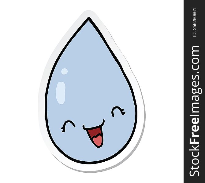 sticker of a cartoon raindrop
