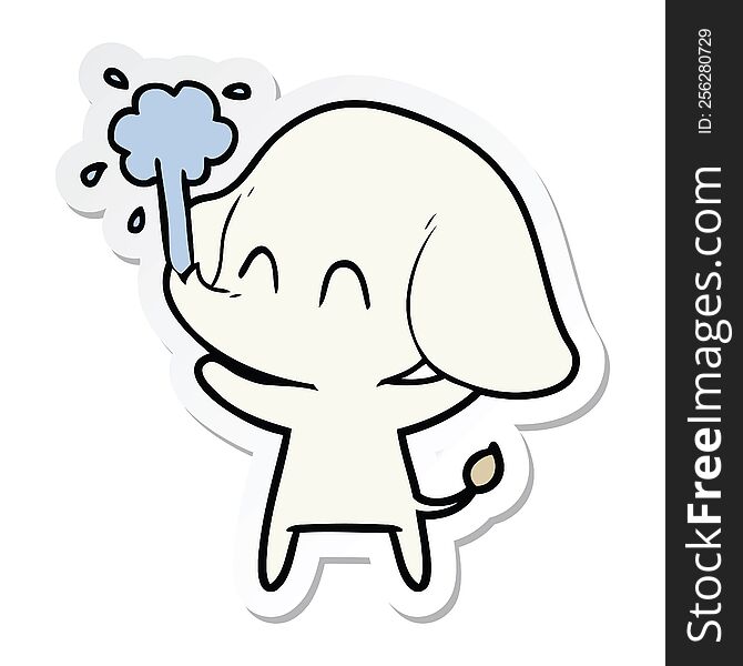 Sticker Of A Cute Cartoon Elephant Spouting Water
