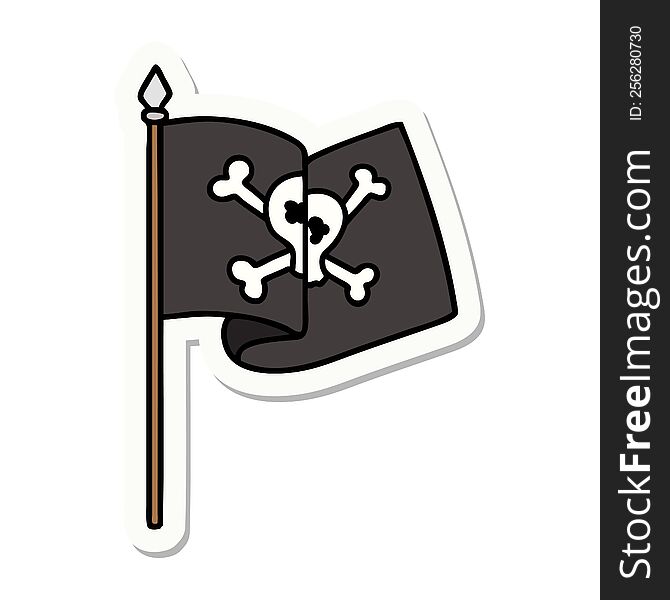 Tattoo Style Sticker Of A Pirate Flag