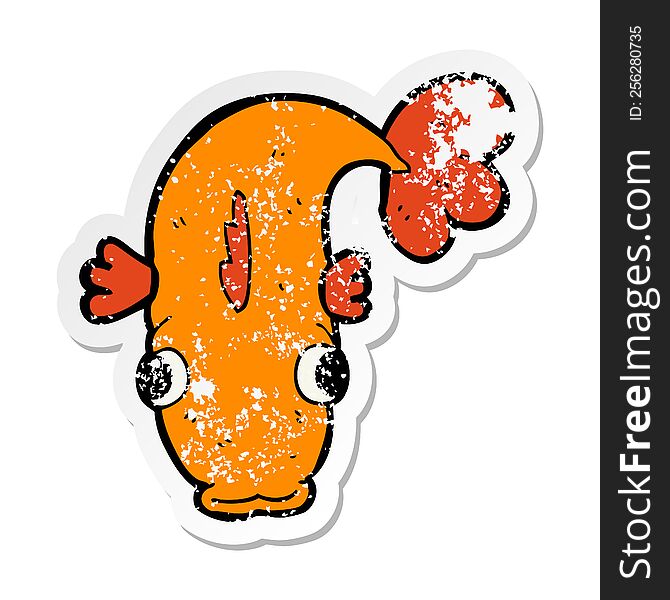 Distressed Sticker Of A Cartoon Fish