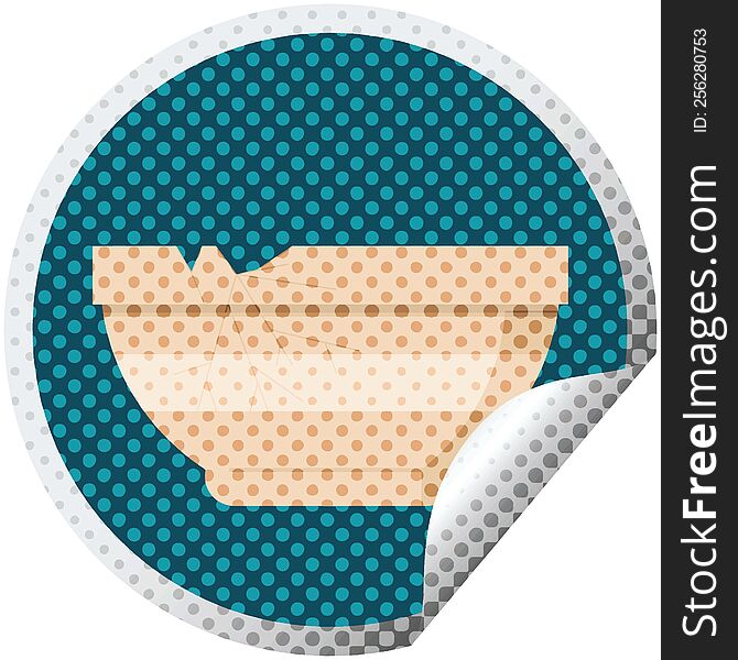 cracked bowl graphic vector illustration circular sticker. cracked bowl graphic vector illustration circular sticker