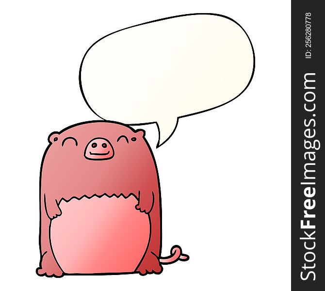 Cartoon Creature And Speech Bubble In Smooth Gradient Style