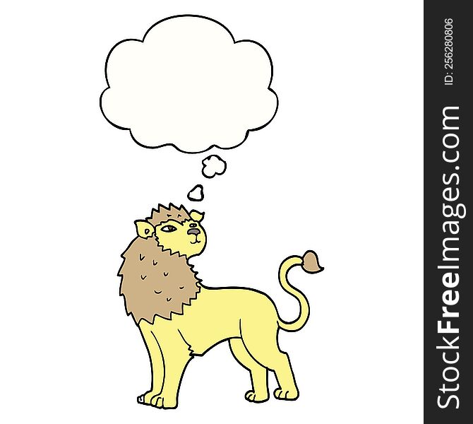 Cartoon Lion And Thought Bubble