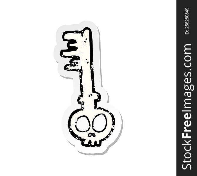 retro distressed sticker of a cartoon spooky key