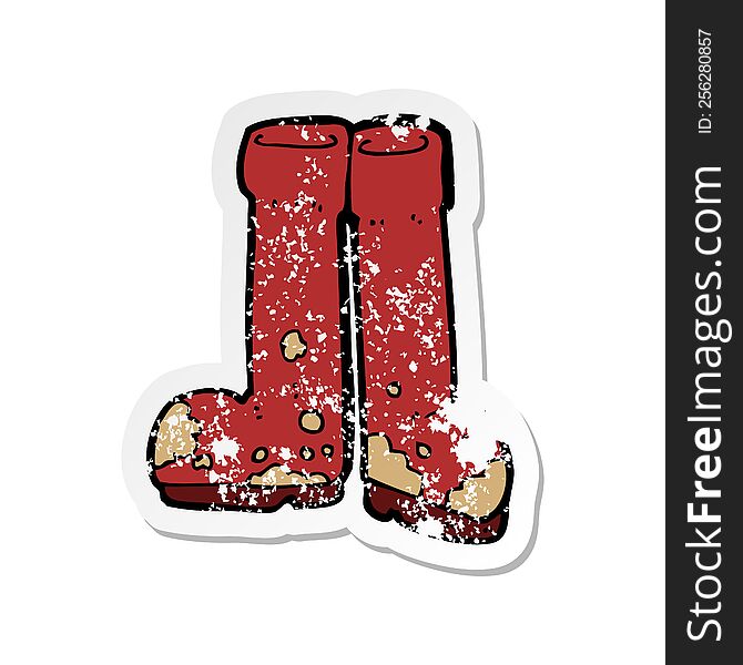 retro distressed sticker of a cartoon muddy boots