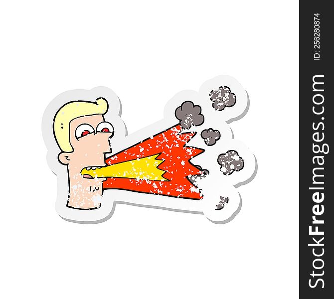 Retro Distressed Sticker Of A Cartoon Shouting Man