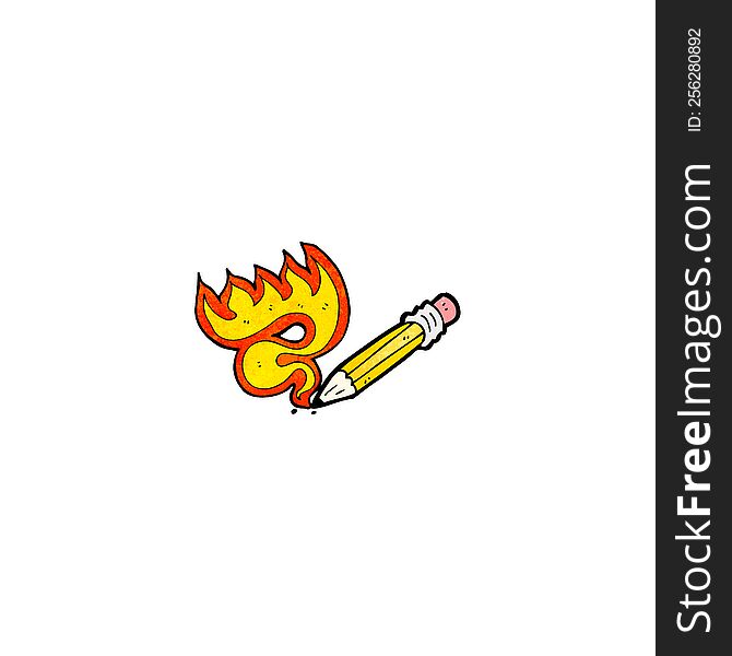 cartoon flaming pencil