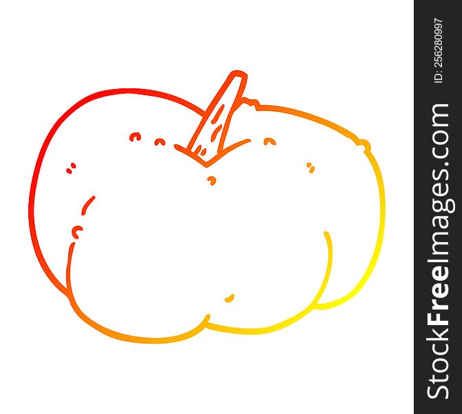 warm gradient line drawing of a cartoon pumpkin squash