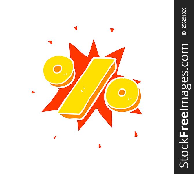 flat color illustration of a cartoon percentage symbol