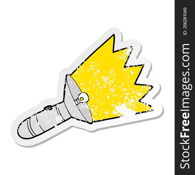 distressed sticker of a old cartoon torch
