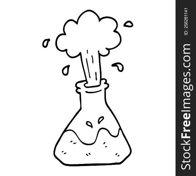 line drawing cartoon exploding chemical set