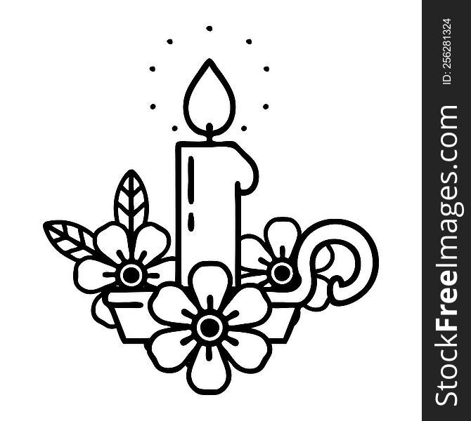 tattoo in black line style of a candle holder. tattoo in black line style of a candle holder