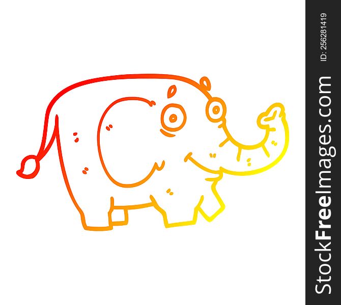 Warm Gradient Line Drawing Cartoon Funny Elephant