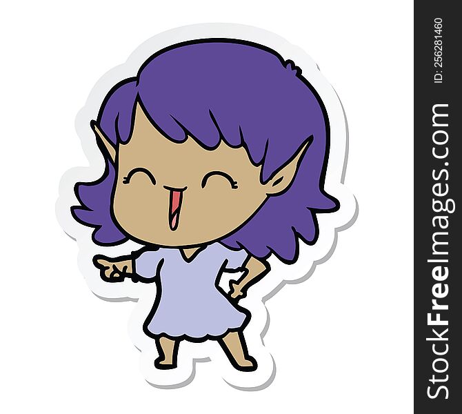 sticker of a cartoon elf girl