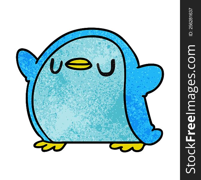 textured cartoon illustration kawaii of a cute penguin. textured cartoon illustration kawaii of a cute penguin
