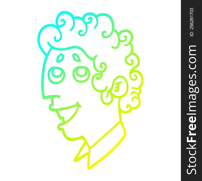 cold gradient line drawing of a cartoon man face