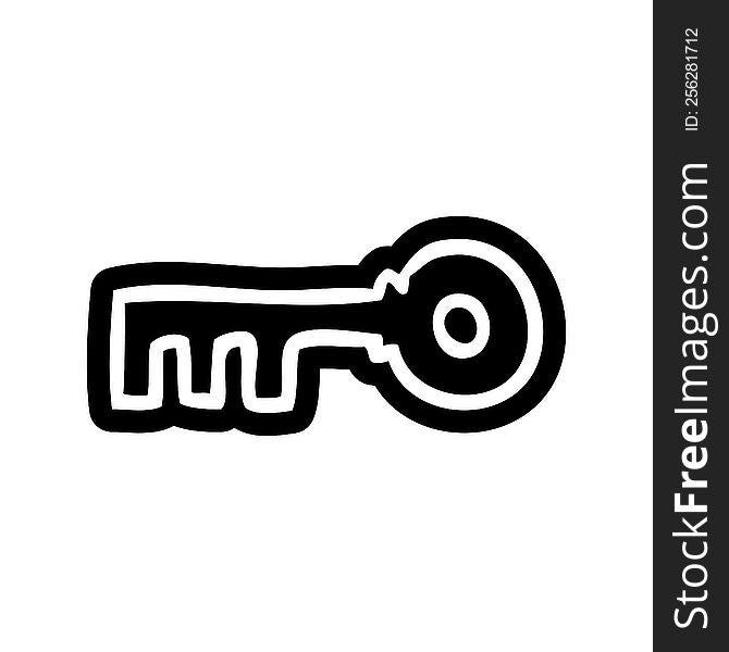 cartoon icon of a brass key. cartoon icon of a brass key