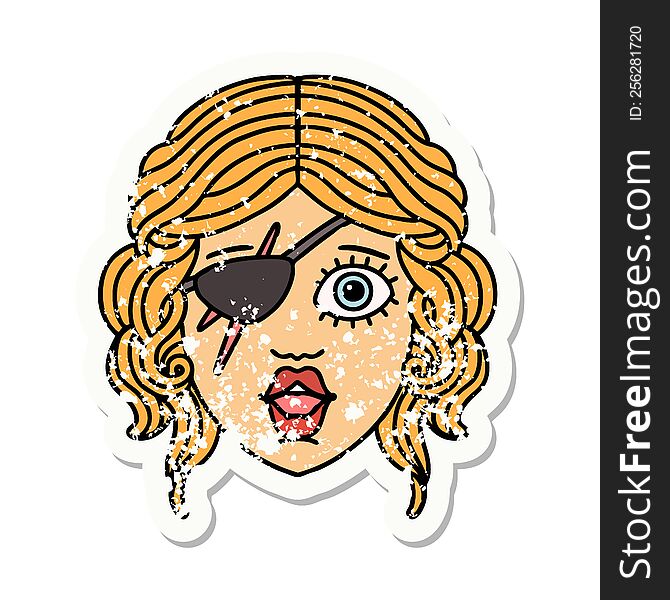 grunge sticker of a human rogue character. grunge sticker of a human rogue character