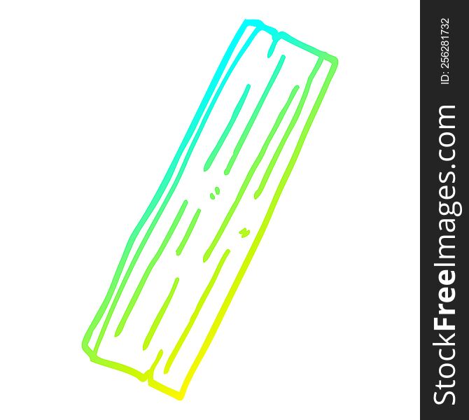 cold gradient line drawing of a cartoon plank of wood