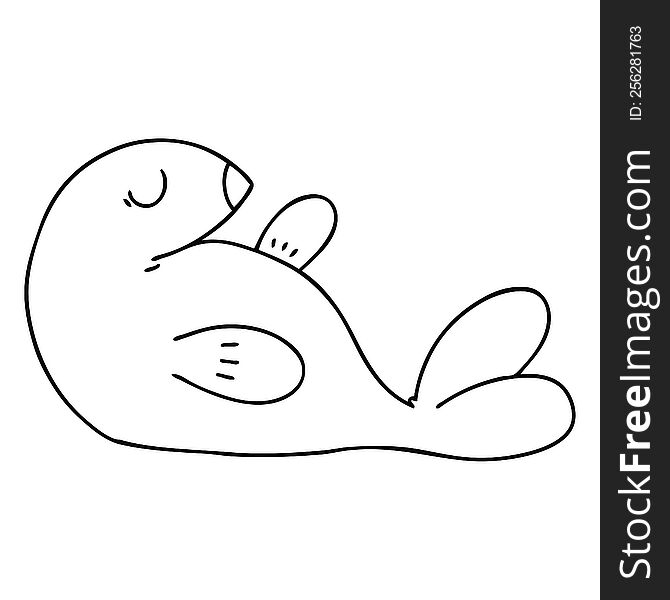 Quirky Line Drawing Cartoon Seal