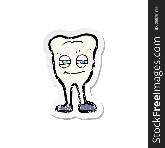 Retro Distressed Sticker Of A Cartoon Smiling Tooth