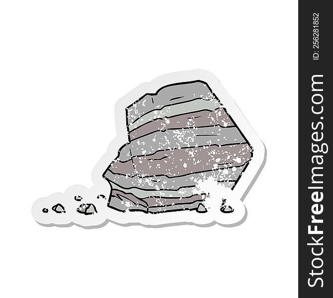 distressed sticker of a cartoon large rock