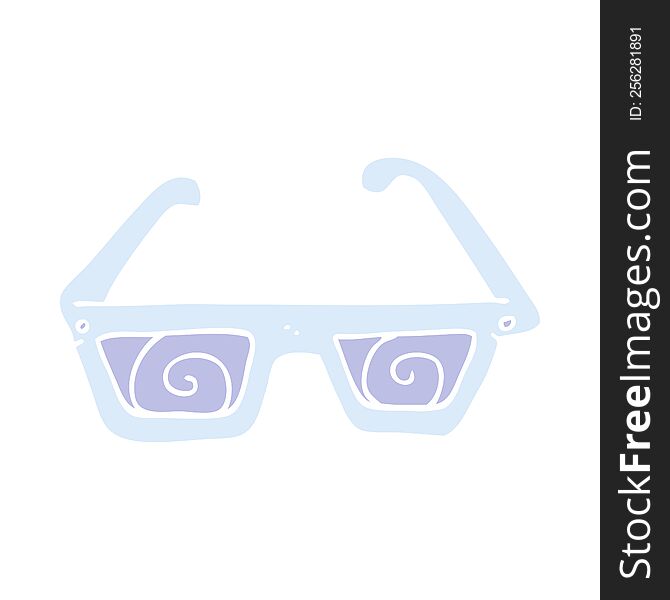 Flat Color Illustration Of A Cartoon 3D Glasses