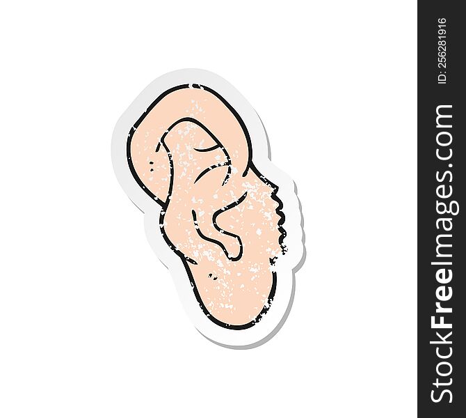 retro distressed sticker of a cartoon ear