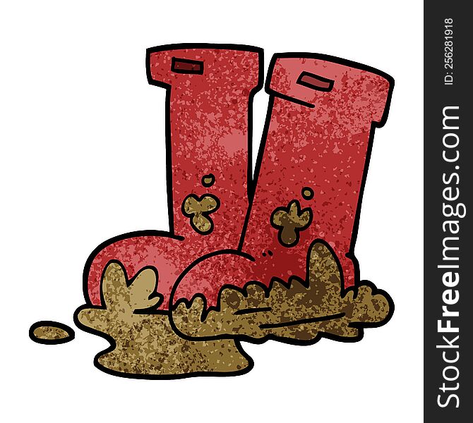 Cartoon Doodle Muddy Boots