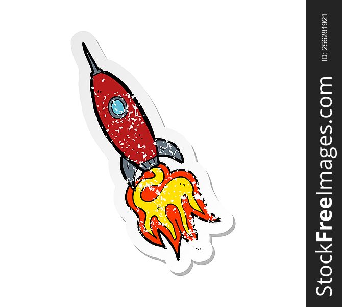 retro distressed sticker of a cartoon spaceship