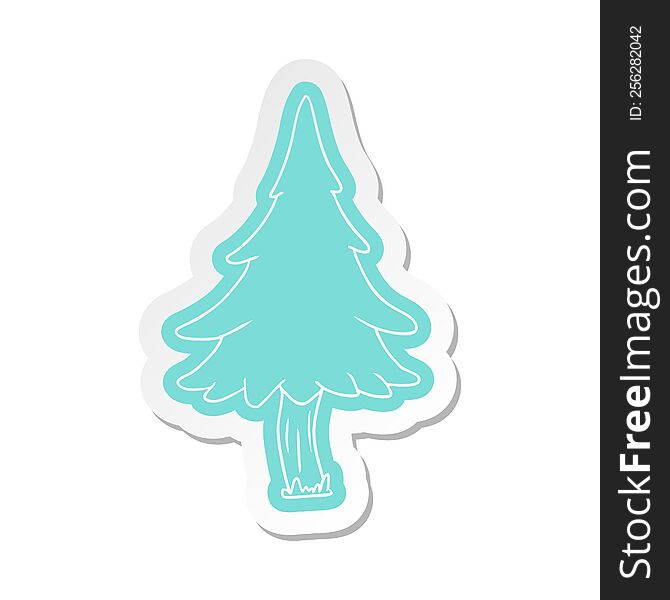 Cartoon Sticker Of Woodland Pine Trees