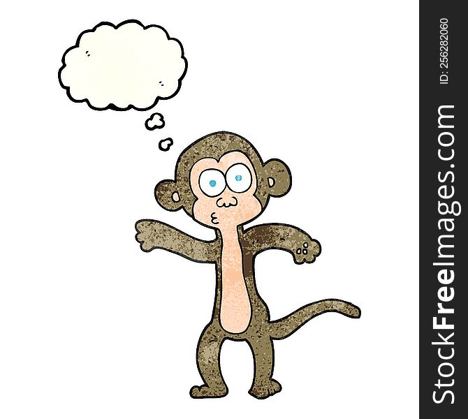 freehand drawn thought bubble textured cartoon monkey