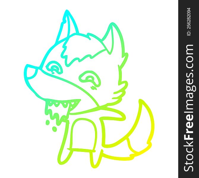 Cold Gradient Line Drawing Cartoon Hungry Wolf