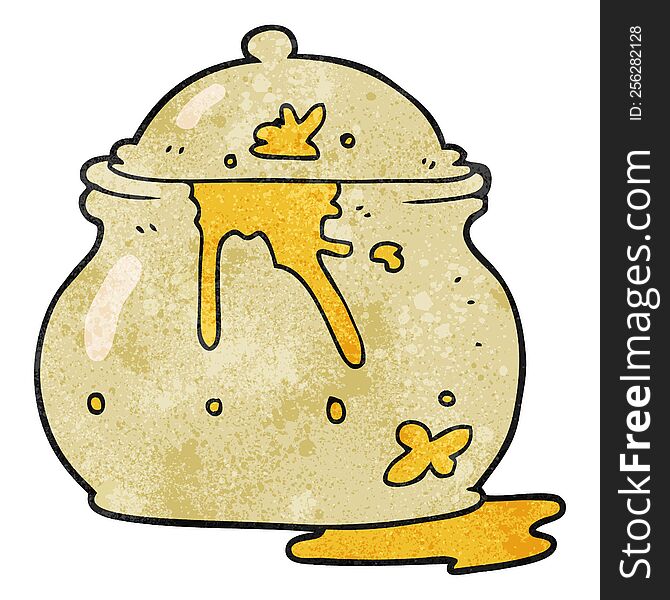 freehand textured cartoon messy mustard pot