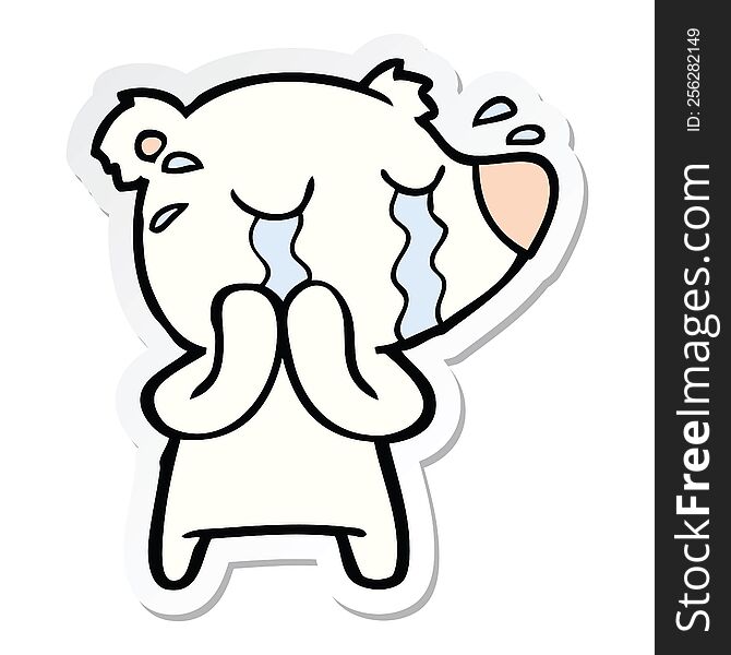 Sticker Of A Cartoon Crying Polar Bear