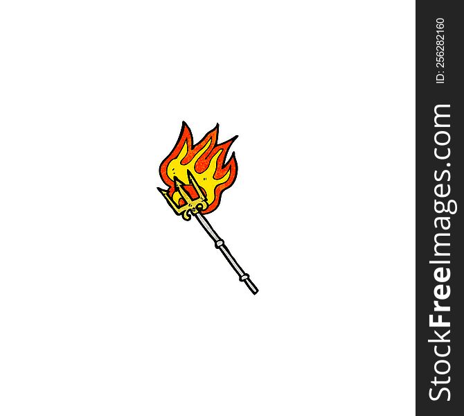 Cartoon Flaming Trident