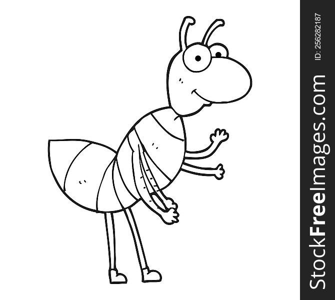 Black And White Cartoon Ant