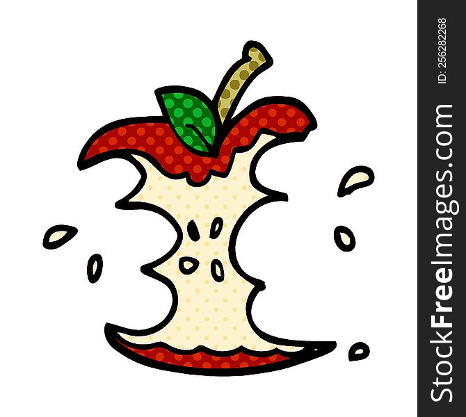 Cartoon Doodle Juicy Bitten Apple