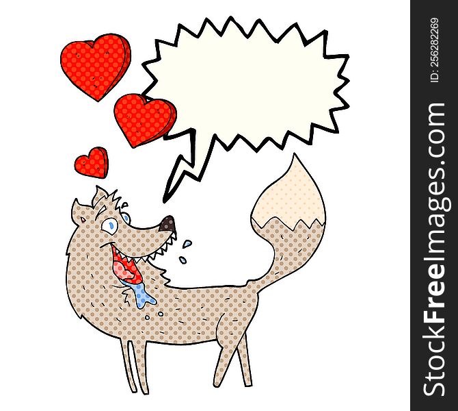 Comic Book Speech Bubble Cartoon Wolf In Love