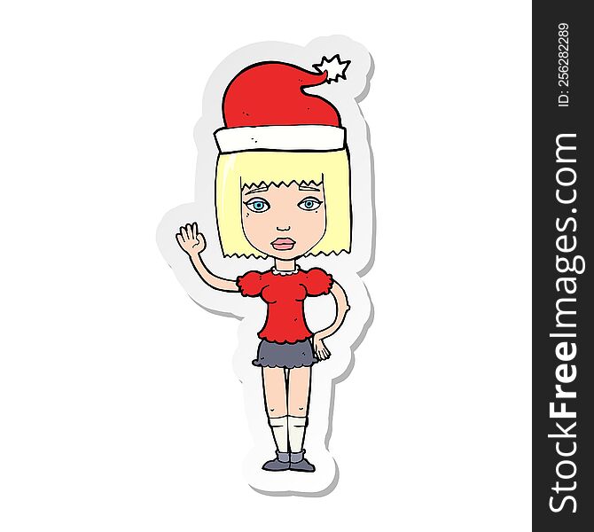 Sticker Of A Cartoon Woman Ready For Christmas