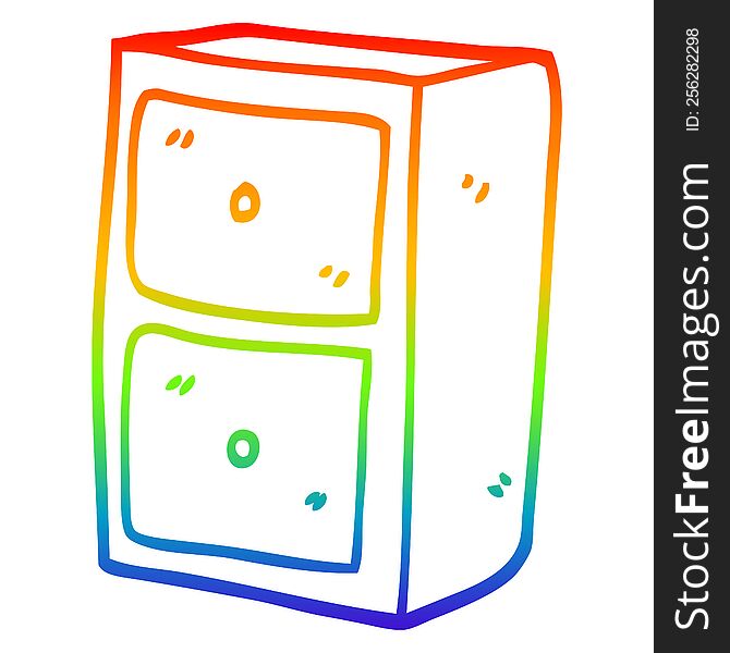 rainbow gradient line drawing of a cartoon filing cabinet