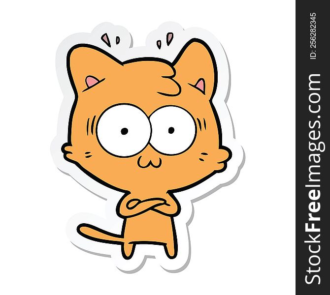 Sticker Of A Cartoon Surprised Cat
