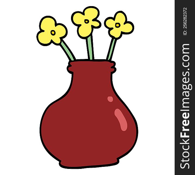 cartoon doodle flower vase