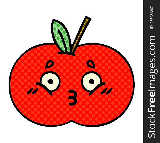 comic book style cartoon red apple