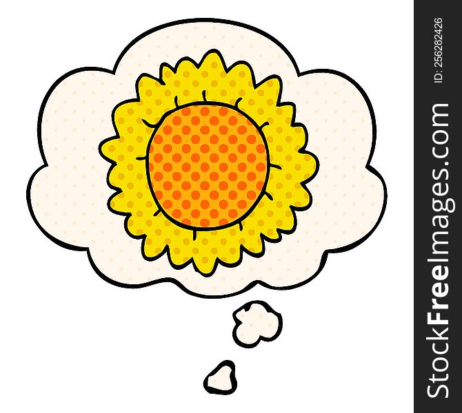 Cartoon Flower And Thought Bubble In Comic Book Style