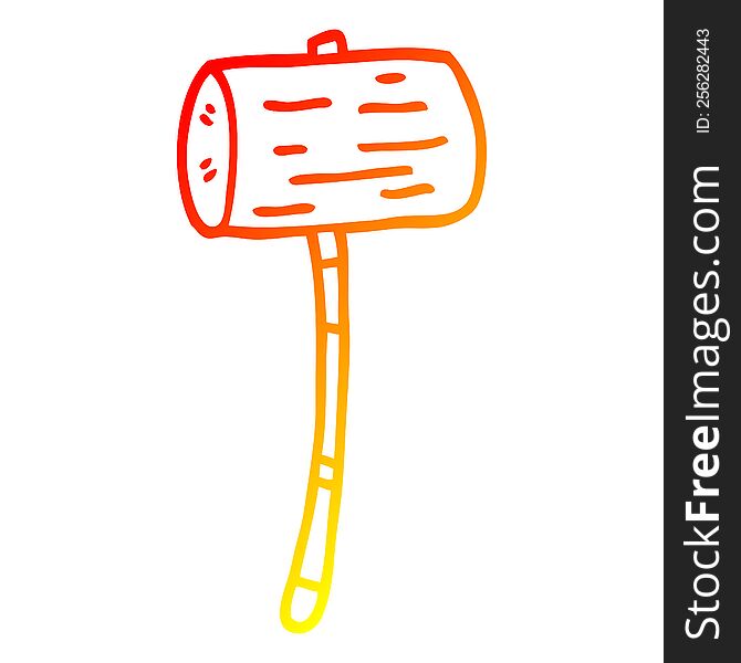 warm gradient line drawing of a cartoon wood mallet