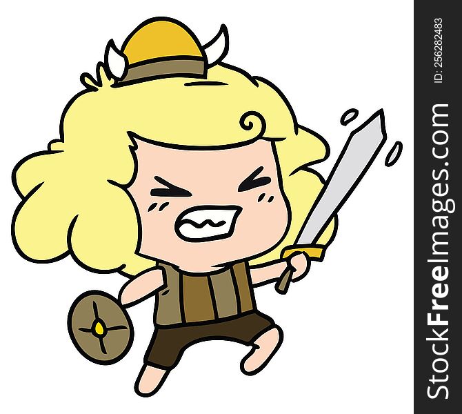 cartoon of kawaii viking child