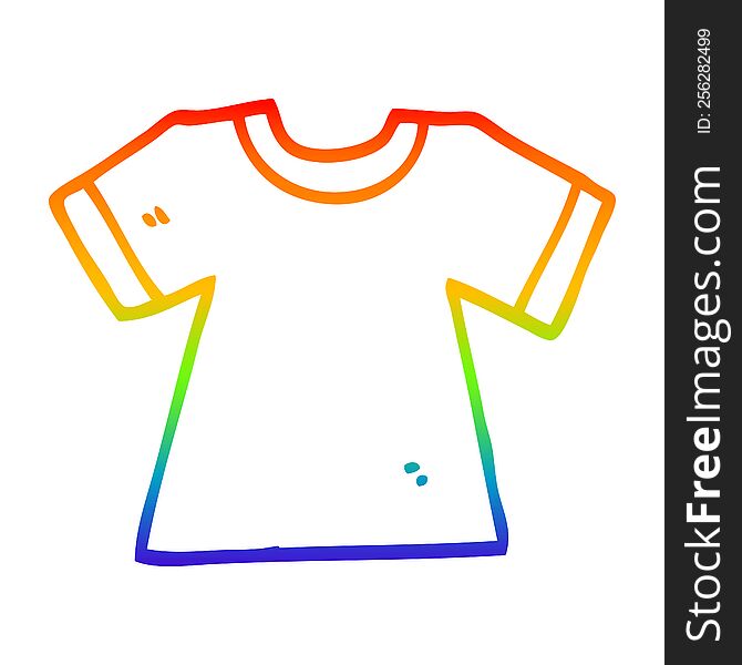 Rainbow Gradient Line Drawing Cartoon Tee Shirt