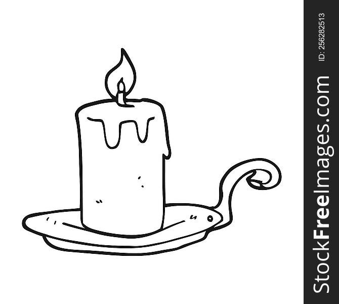 freehand drawn black and white cartoon candle lamp