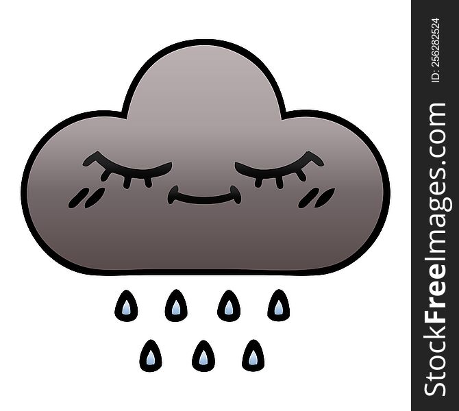 Gradient Shaded Cartoon Storm Rain Cloud